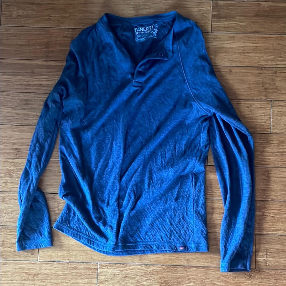 Faherty Men's Deep Blue Long Sleeve Tee